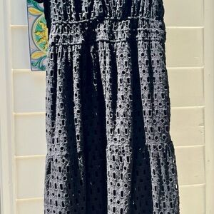 Anthropologie Black Eyelet Maxi Dress
